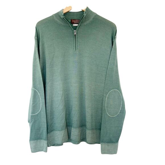 Reserve Patrick James Green Merino Wool Quarter Zip Sweater Sz XL - Picture 1 of 3